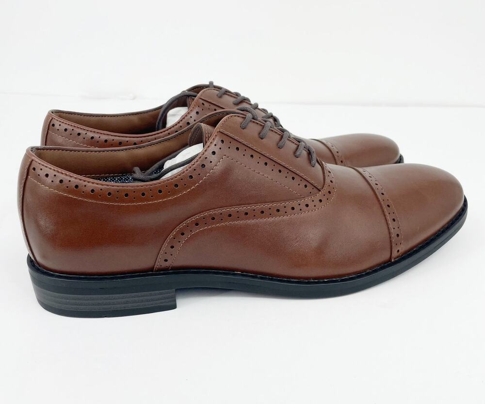 Fairlane Men's Feawin Flex Oxford Shoes Size 13 Brown Faux Leather Lace Up NWOB
